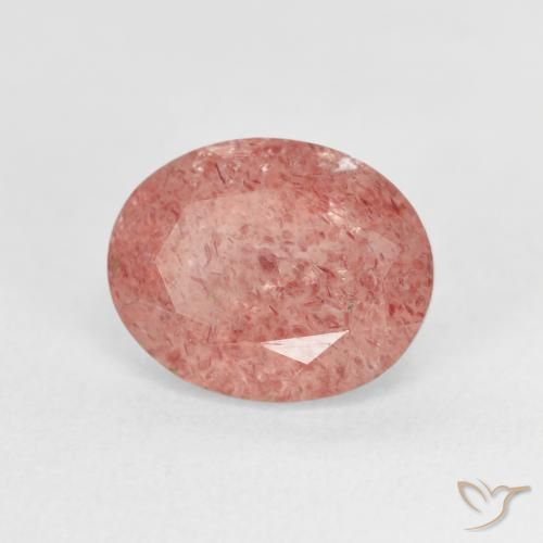 Cuarzo fresa Rosado medio natural de 2.80 ct, Ovalada, Transparente