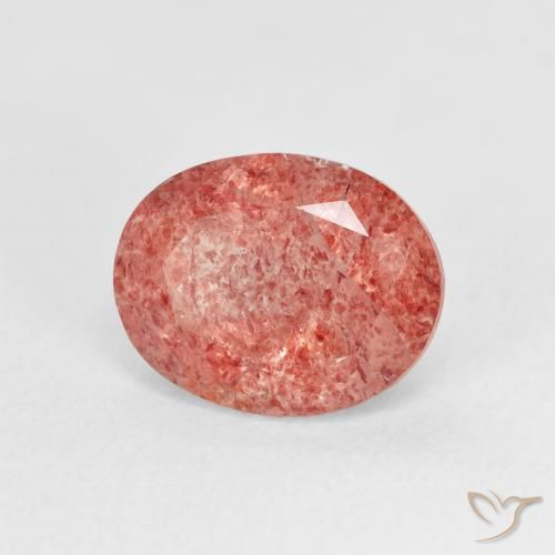Cuarzo fresa Rosado medio natural de 2.76 ct, Ovalada, Transparente