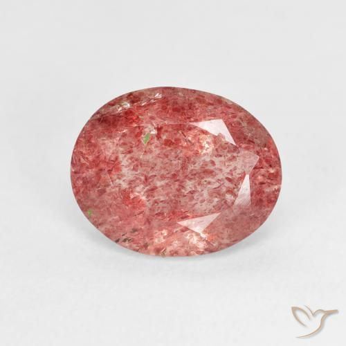 Cuarzo fresa Rosado medio natural de 3.09 ct, Ovalada, Transparente
