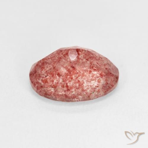 Cuarzo fresa Rosado medio natural de 3.09 ct, Ovalada, Transparente