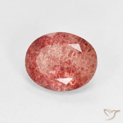 Cuarzo fresa Rosado rojizo natural de 2.44 ct, Ovalada, Transparente