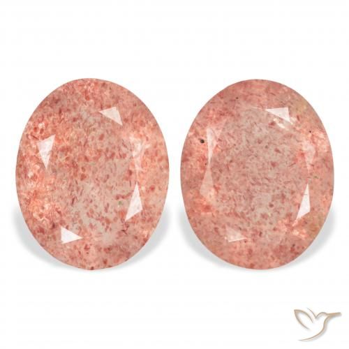 5.71ctw Natural Rosado naranja cuarzo fresa, Ovalada, Transparente