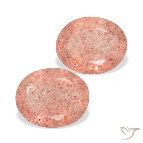 Gemas de Cuarzo fresa Rosado naranja natural de 5.71 ct, Ovalada, Transparente