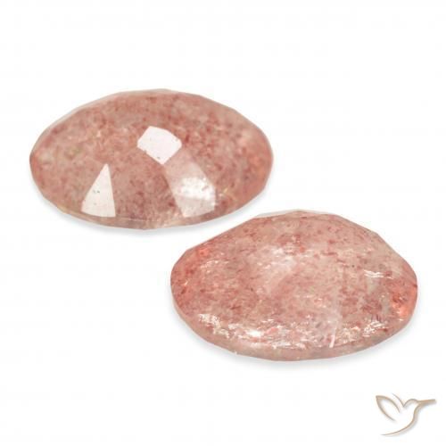 Gemas de Cuarzo fresa Rosado naranja natural de 5.71 ct, Ovalada, Transparente