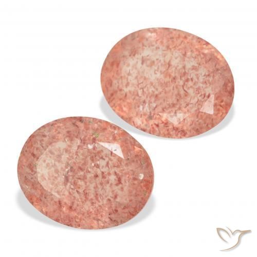 Gemas de Cuarzo fresa Rosado pomelo natural de 5.56 ct, Ovalada, Transparente