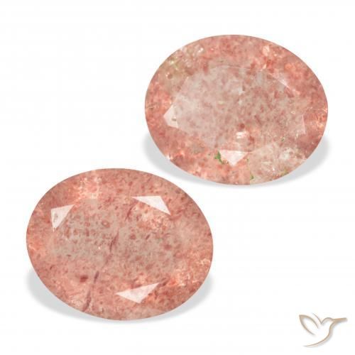 Gemas de Cuarzo fresa Rosado pomelo natural de 5.85 ct, Ovalada, Transparente
