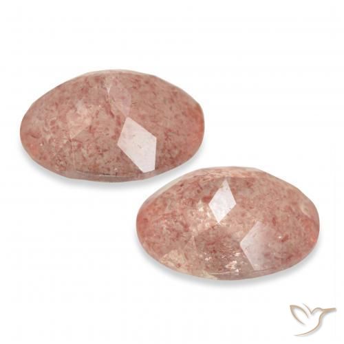 Gemas de Cuarzo fresa Rosado pomelo natural de 5.85 ct, Ovalada, Transparente