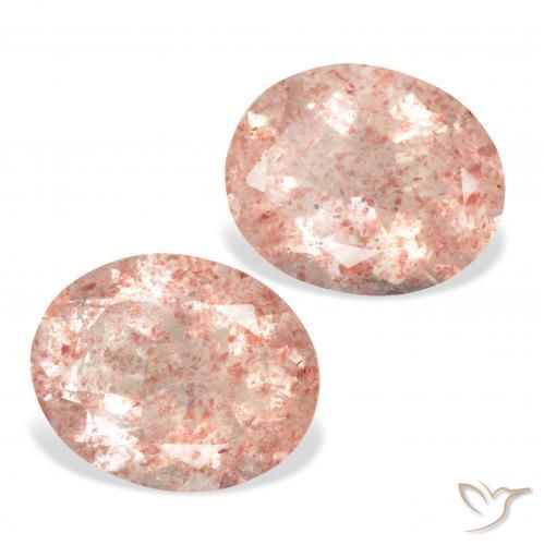 Gemas de Cuarzo fresa Rosado claro natural de 6.36 ct, Ovalada, Transparente