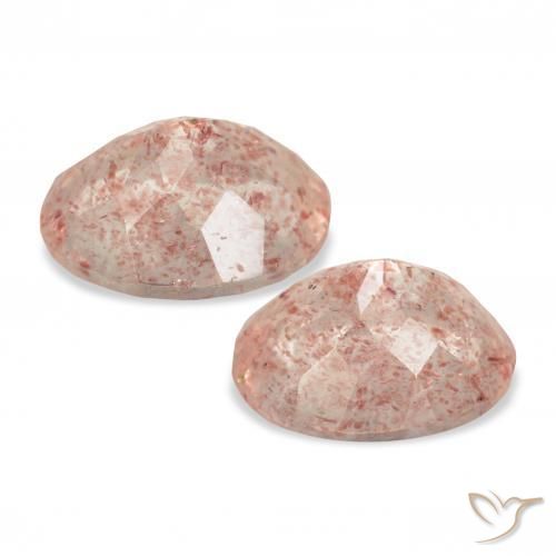 Gemas de Cuarzo fresa Rosado claro natural de 6.36 ct, Ovalada, Transparente