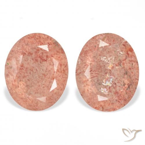 6.40ctw Natural Rosado naranja cuarzo fresa, Ovalada, Transparente