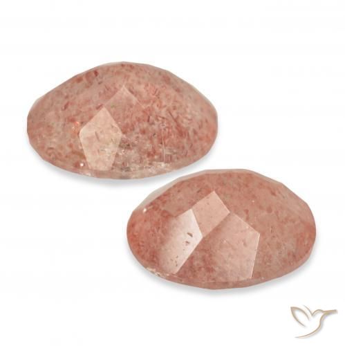Gemas de Cuarzo fresa Rosado naranja natural de 6.40 ct, Ovalada, Transparente