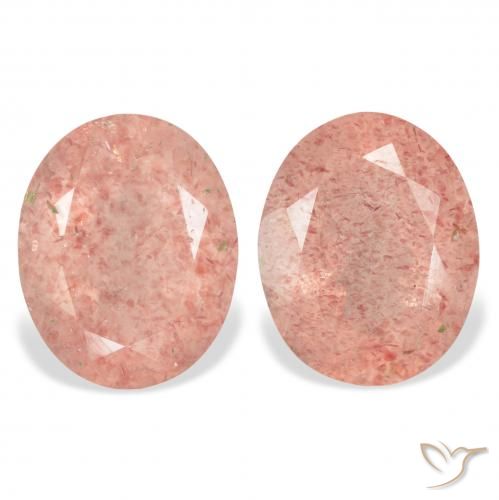 6.80ctw Natural Rosado naranja cuarzo fresa, Ovalada, Transparente