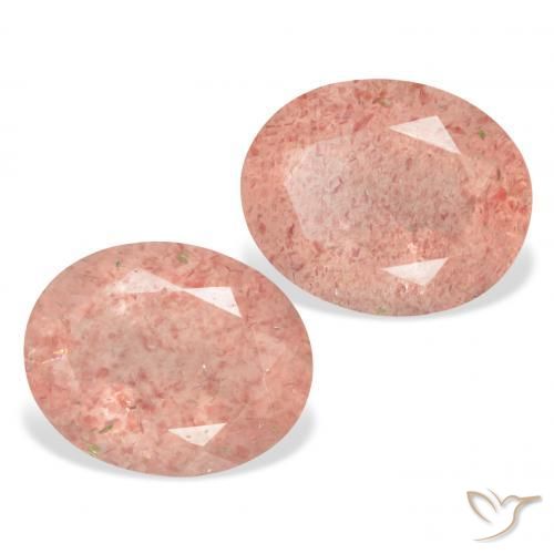 Gemas de Cuarzo fresa Rosado naranja natural de 6.80 ct, Ovalada, Transparente