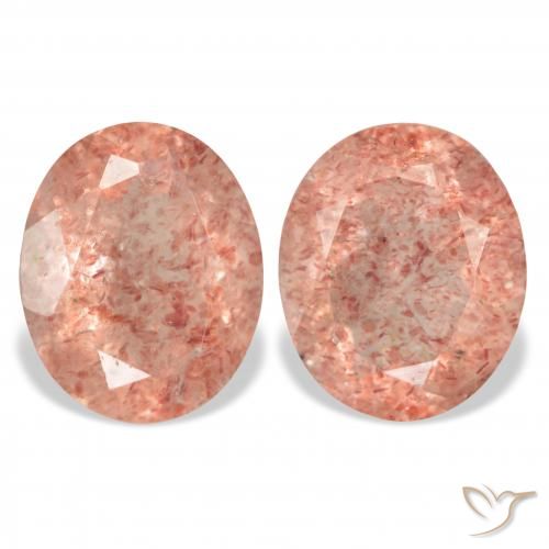 6.51ctw Natural Rosado naranja cuarzo fresa, Ovalada, Transparente