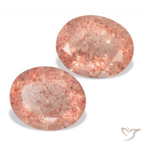 Gemas de Cuarzo fresa Rosado naranja natural de 6.51 ct, Ovalada, Transparente