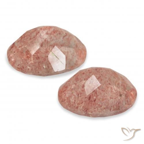 Gemas de Cuarzo fresa Rosado naranja natural de 6.51 ct, Ovalada, Transparente