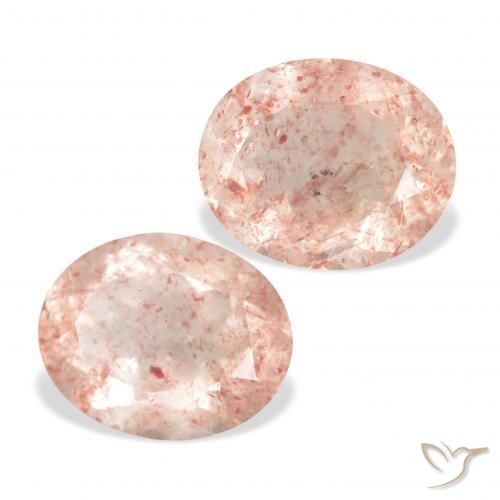 Gemas de Cuarzo fresa Light Grapefruit Pink natural de 6.89 ct, Ovalada, Transparente
