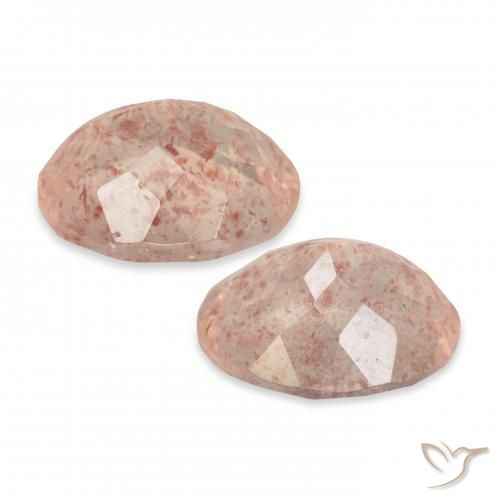 Gemas de Cuarzo fresa Light Grapefruit Pink natural de 6.89 ct, Ovalada, Transparente