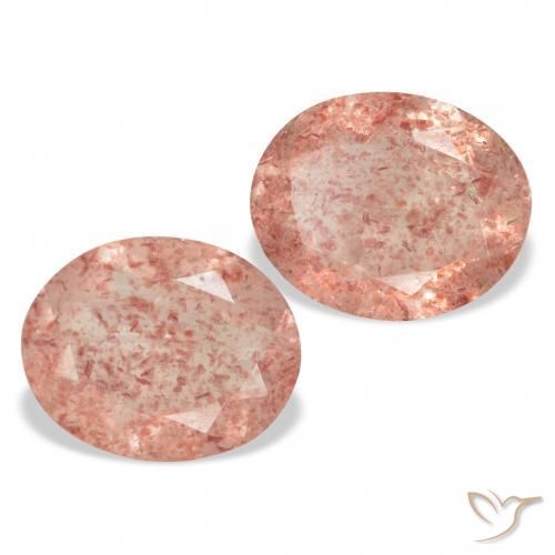 Gemas de Cuarzo fresa Rosado pomelo natural de 5.14 ct, Ovalada, Transparente