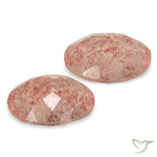 Gemas de Cuarzo fresa Rosado pomelo natural de 5.14 ct, Ovalada, Transparente