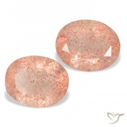 Gemas de Cuarzo fresa Rosado naranja natural de 5.92 ct, Ovalada, Transparente