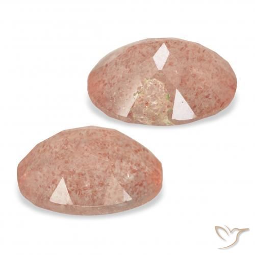 Gemas de Cuarzo fresa Rosado naranja natural de 5.92 ct, Ovalada, Transparente