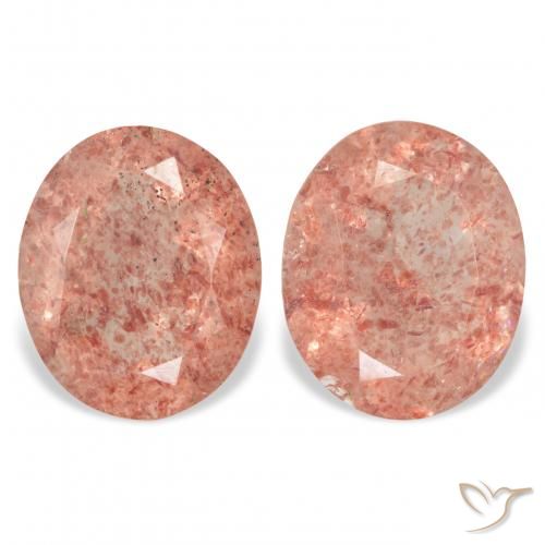 6.46ctw Natural Rosado naranja cuarzo fresa, Ovalada, Transparente