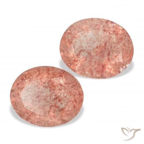 Gemas de Cuarzo fresa Rosado naranja natural de 6.46 ct, Ovalada, Transparente