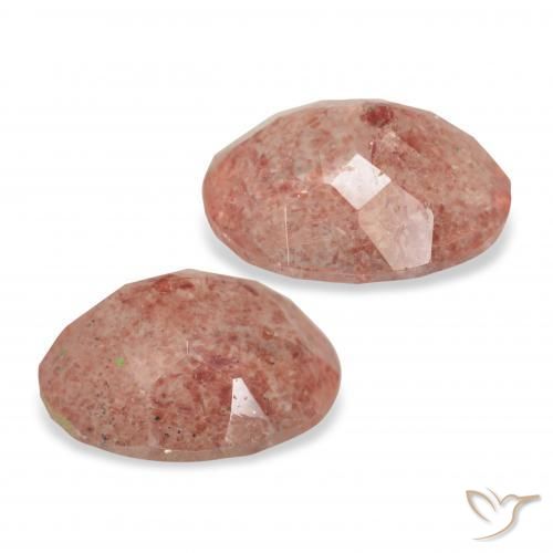 Gemas de Cuarzo fresa Rosado naranja natural de 6.46 ct, Ovalada, Transparente