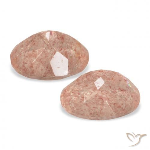 Gemas de Cuarzo fresa Rosado pomelo natural de 6.55 ct, Ovalada, Transparente