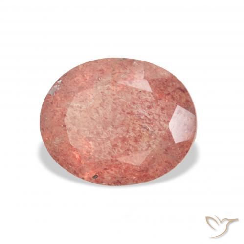 Cuarzo fresa Rosado medio natural de 3.26 ct, Ovalada, Transparente