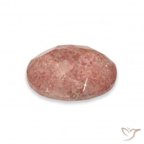 Cuarzo fresa Rosado medio natural de 3.26 ct, Ovalada, Transparente