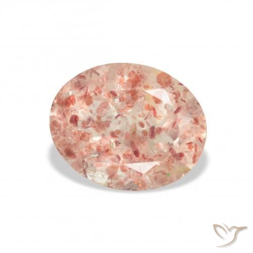 Cuarzo fresa Rosado naranja natural de 3.22 ct, Ovalada, Transparente