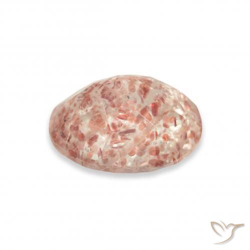 Cuarzo fresa Rosado naranja natural de 3.22 ct, Ovalada, Transparente