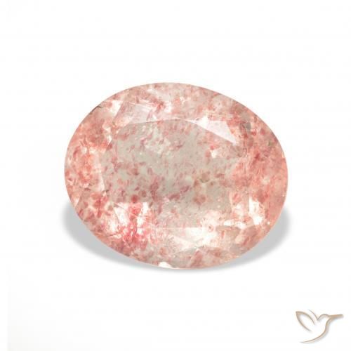 Cuarzo fresa Rosado medio natural de 3.44 ct, Ovalada, Transparente
