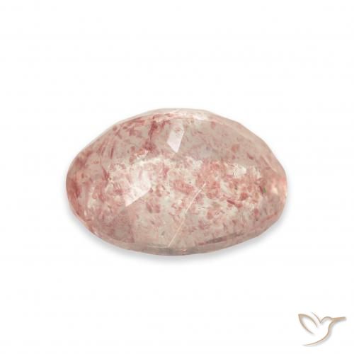 Cuarzo fresa Rosado medio natural de 3.44 ct, Ovalada, Transparente