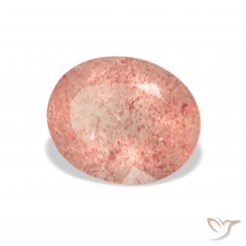 Cuarzo fresa Rosado frambuesa natural de 3.38 ct, Ovalada, Transparente