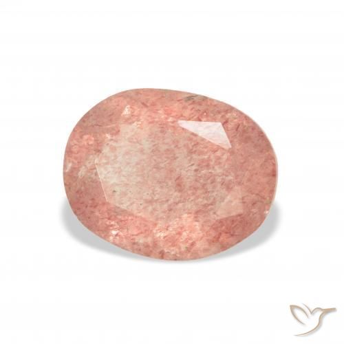 Cuarzo fresa Rosado medio natural de 3.15 ct, Ovalada, Transparente