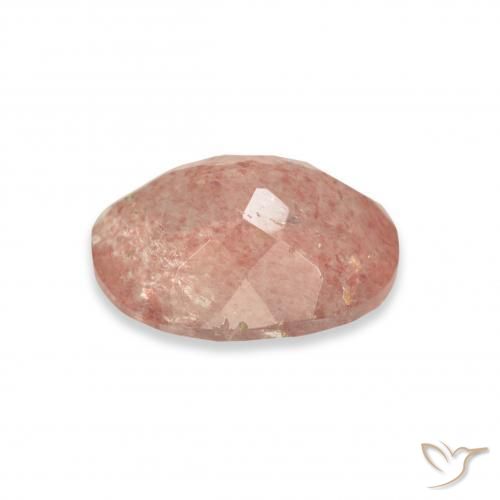 Cuarzo fresa Rosado medio natural de 3.15 ct, Ovalada, Transparente