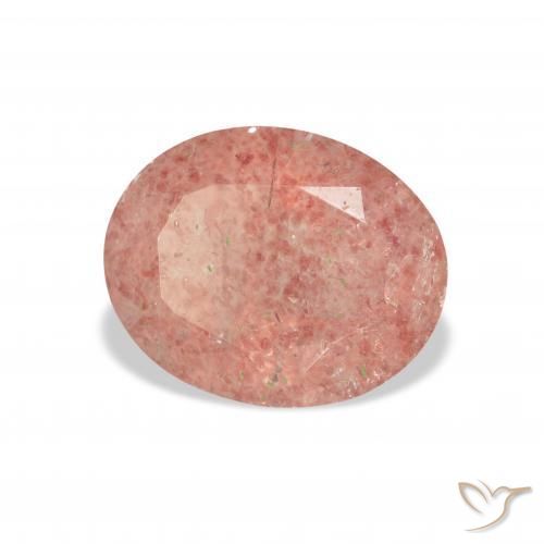 Cuarzo fresa Rosado medio natural de 3.16 ct, Ovalada, Transparente
