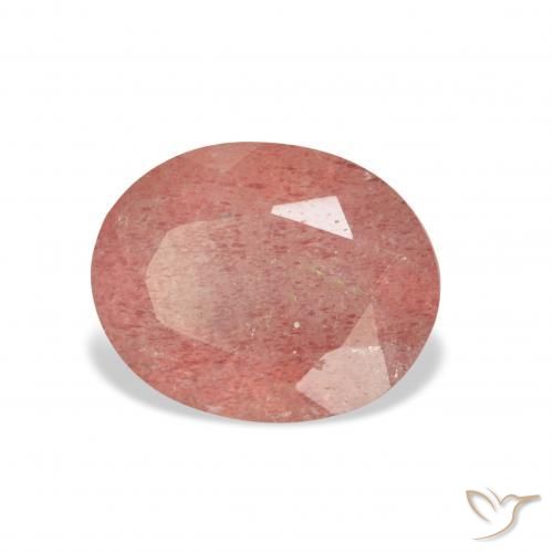 Cuarzo fresa Rosado naranja natural de 3.32 ct, Ovalada, Transparente