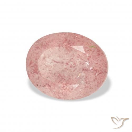 Cuarzo fresa Rosado claro natural de 3.49 ct, Ovalada, Transparente