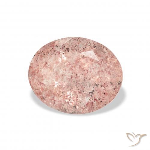 Cuarzo fresa Rosado claro natural de 3.43 ct, Ovalada, Transparente