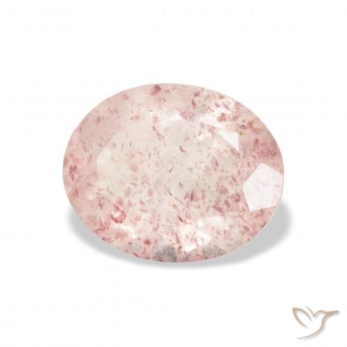 Cuarzo fresa Rosado medio natural de 2.82 ct, Ovalada, Transparente