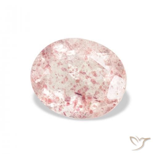 Cuarzo fresa Rosado terroso natural de 3.35 ct, Ovalada, Transparente