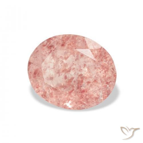 Cuarzo fresa Rosado medio natural de 4.04 ct, Ovalada, Transparente