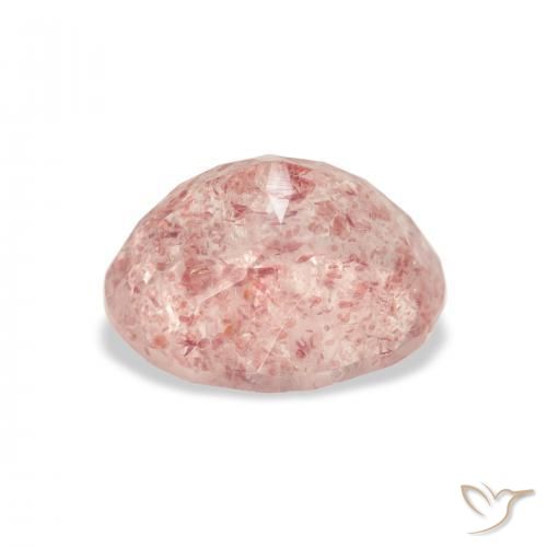Cuarzo fresa Rosado medio natural de 4.04 ct, Ovalada, Transparente