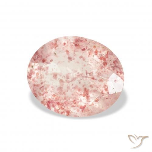 Cuarzo fresa Rosado claro natural de 2.87 ct, Ovalada, Transparente