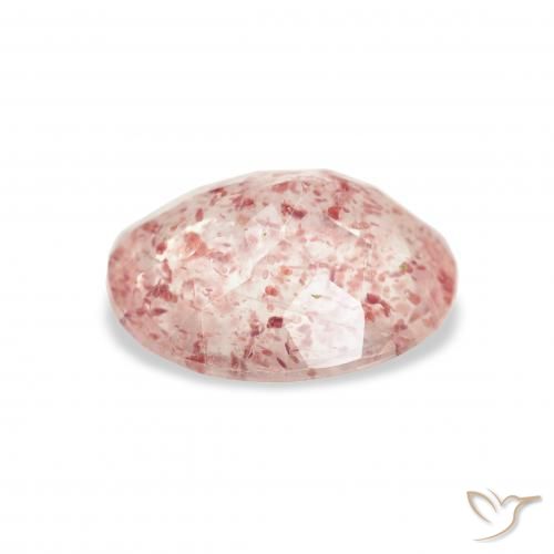 Cuarzo fresa Rosado claro natural de 2.87 ct, Ovalada, Transparente