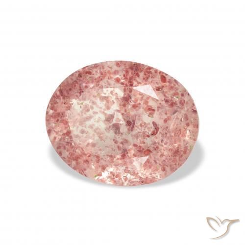 Cuarzo fresa Rosado claro natural de 2.98 ct, Ovalada, Transparente